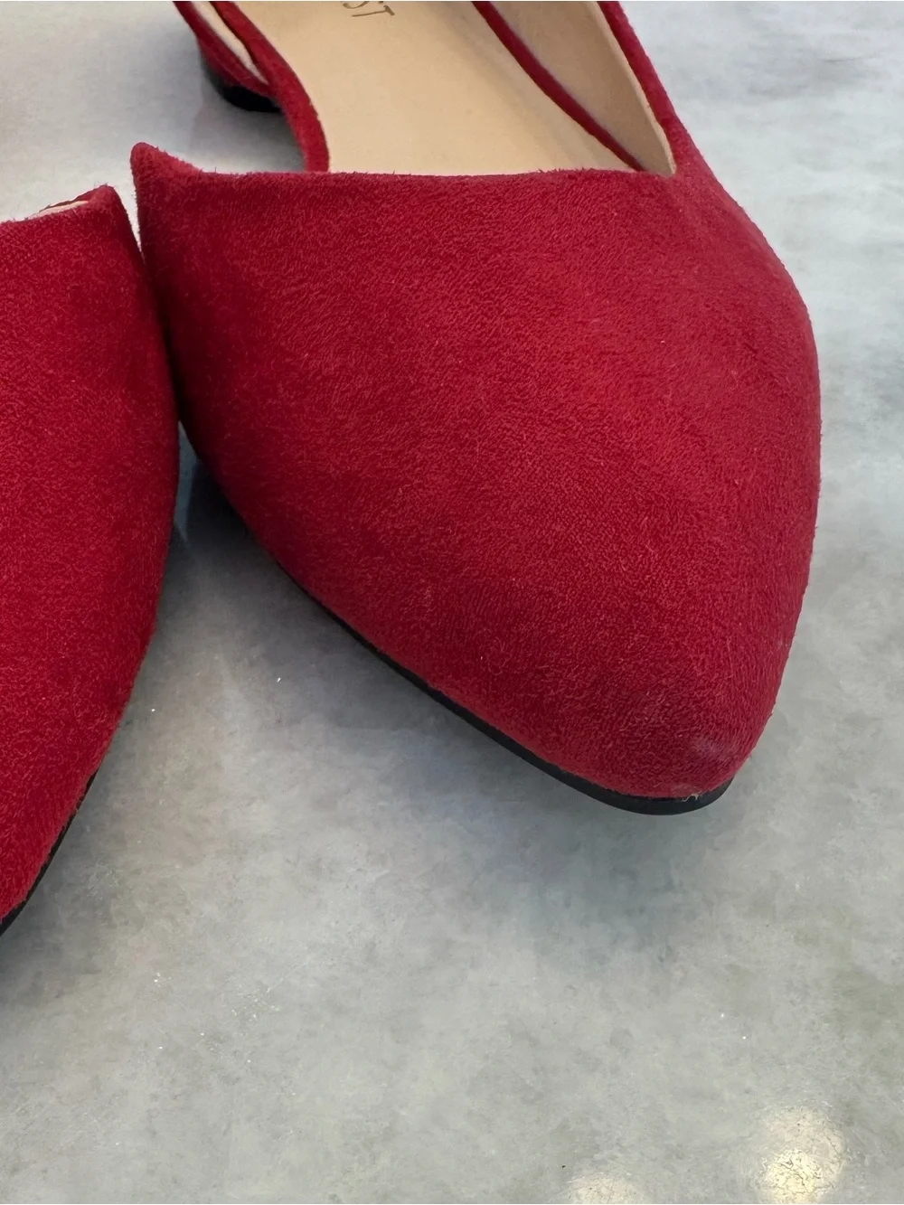Nine West Red Suede Pointed-Toe D'Orsay Flats